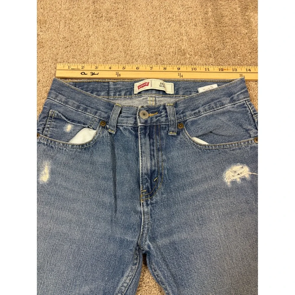 Levi's 511 Slim Fit Mens Jeans Medium Wash Distressed Pockets W28 L28‎